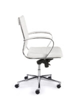 Design bureaustoel 600, lage rug in wit PU - Afbeelding 2