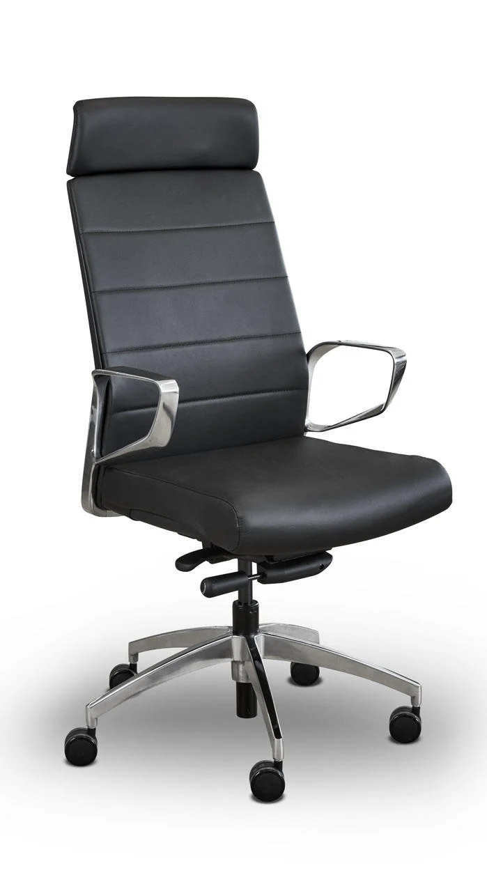 LR_Bureaustoel.webp Directiefauteuil 605 zwart Leder - Afbeelding 1