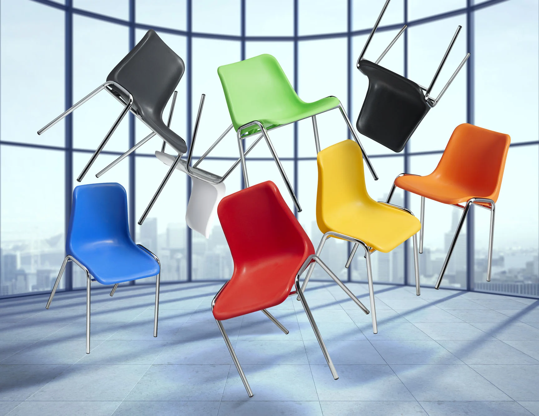 lr_gekleurdestoelen.webp Kantinestoel Sabine met chroom frame - Afbeelding 1